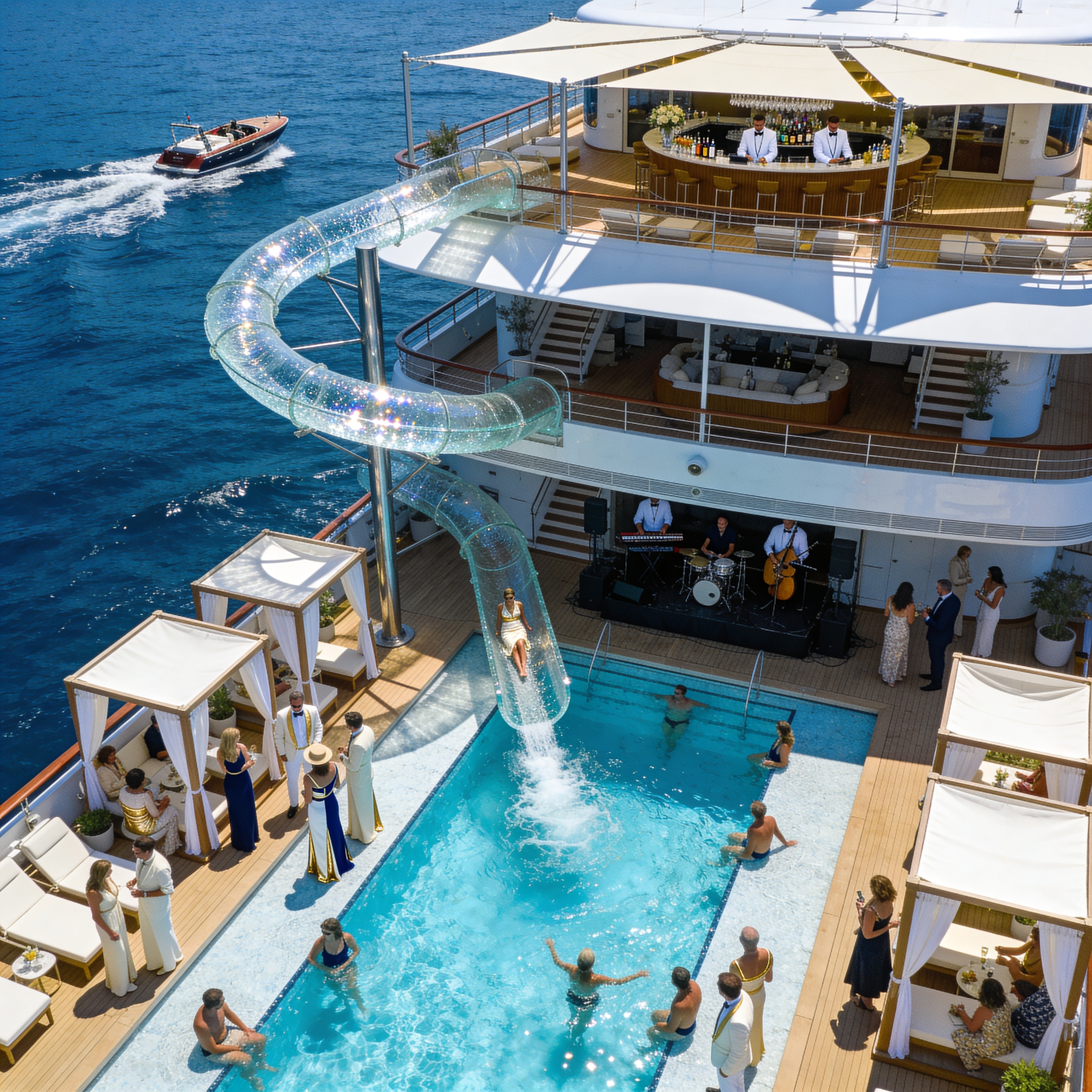 Leisure setting on the deck of a cruise ship